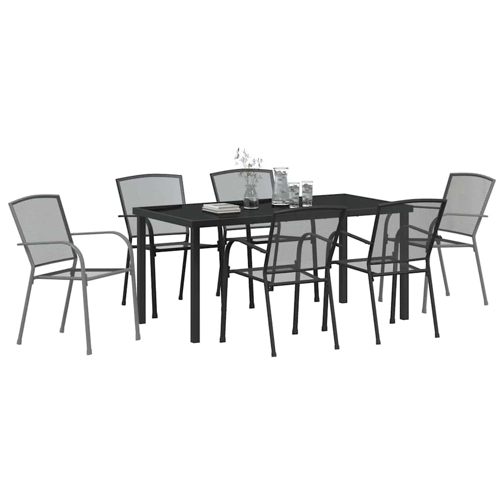 Set da Pranzo per Giardino 7 pcs Antracite Acciaio - homemem39
