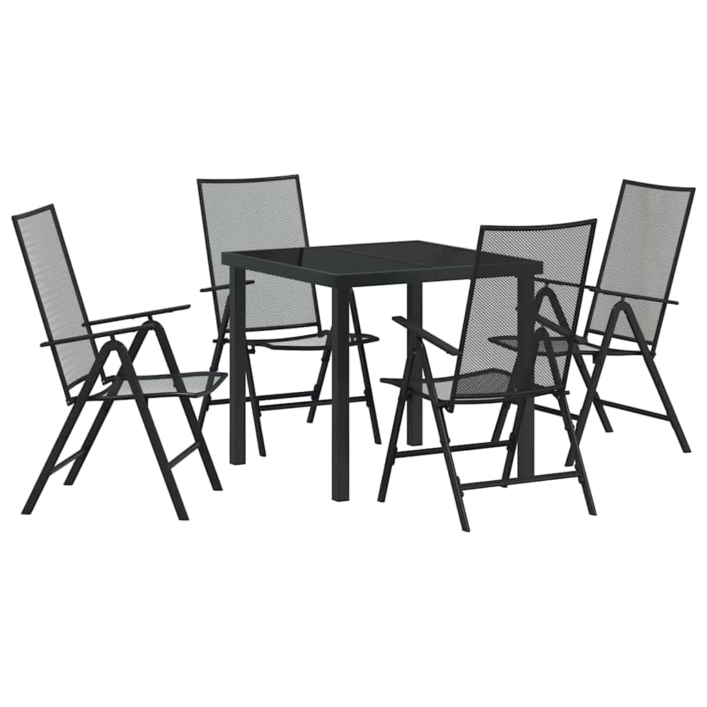 Set da Pranzo per Giardino 5 pcs Antracite Acciaio - homemem39