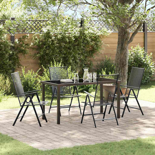 Set da Pranzo per Giardino 5 pcs Antracite Acciaio - homemem39