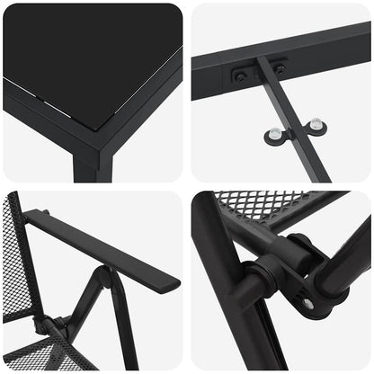 Set da Pranzo per Giardino 7 pcs Antracite Acciaio - homemem39