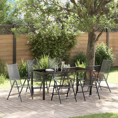 Set da Pranzo per Giardino 7 pcs Antracite Acciaio - homemem39