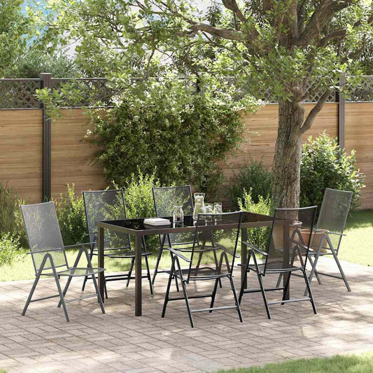 Set da Pranzo per Giardino 7 pcs Antracite Acciaio - homemem39