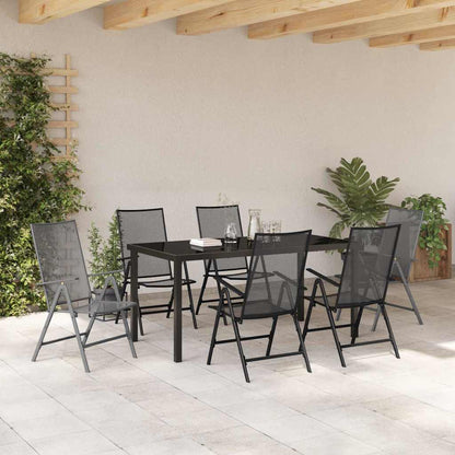 Set da Pranzo per Giardino 7 pcs Antracite Acciaio - homemem39