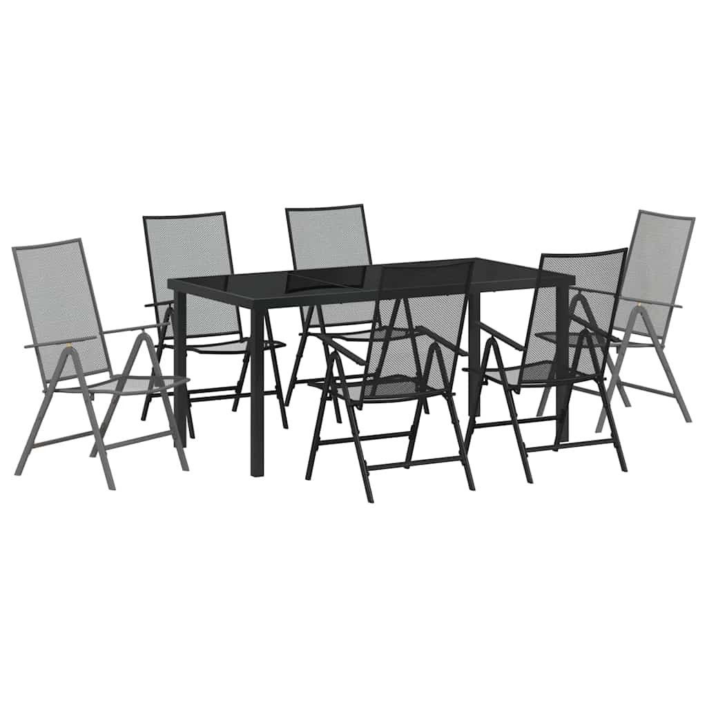 Set da Pranzo per Giardino 7 pcs Antracite Acciaio - homemem39
