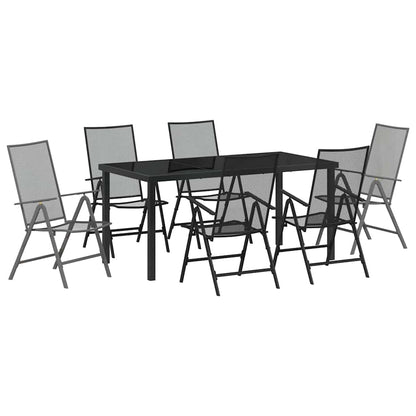 Set da Pranzo per Giardino 7 pcs Antracite Acciaio - homemem39