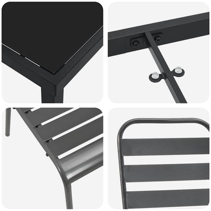 Set da Pranzo per Giardino 3 pcs Grigio scuro Acciaio - homemem39