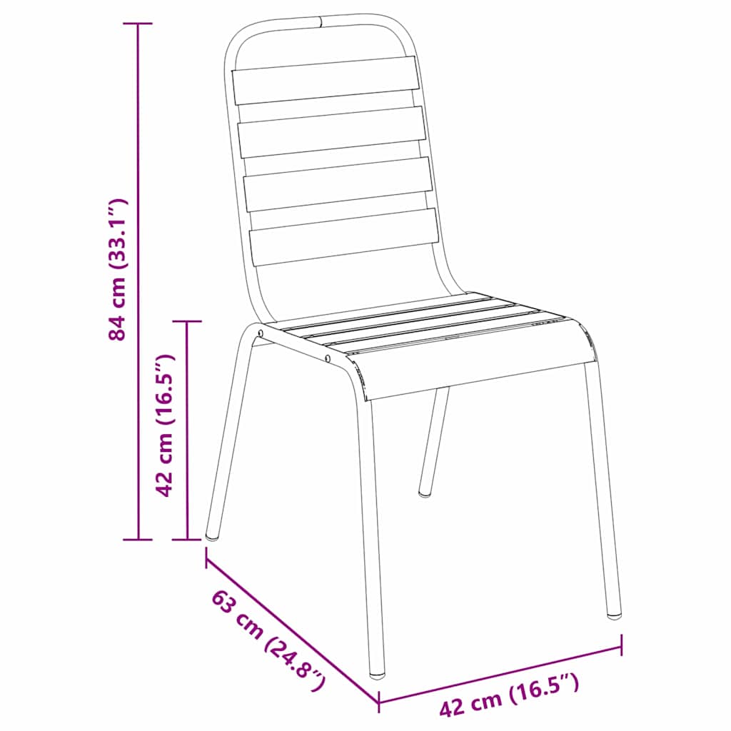 Set da Pranzo per Giardino 3 pcs Grigio scuro Acciaio - homemem39