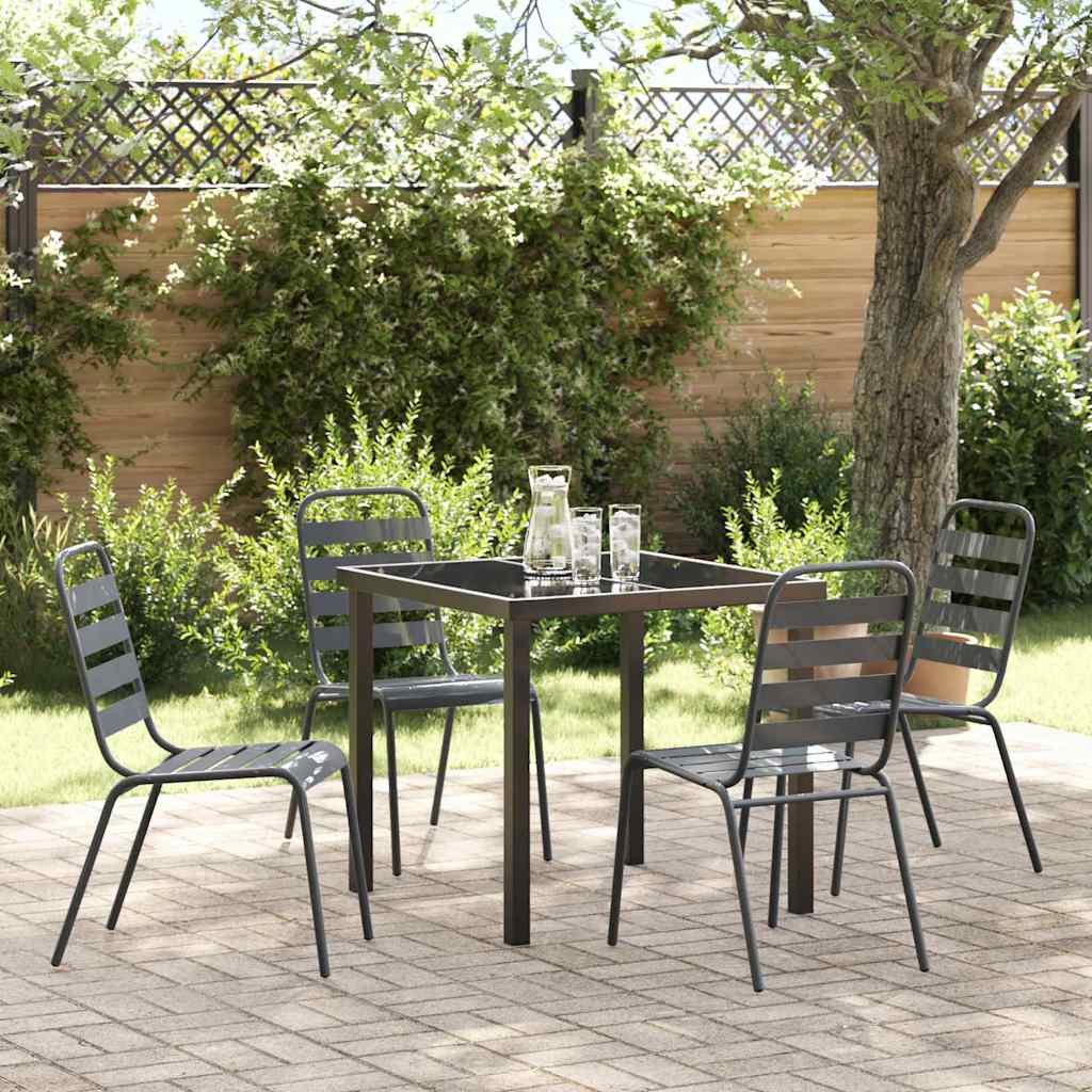 Set da Pranzo per Giardino 5 pcs Grigio scuro Acciaio - homemem39