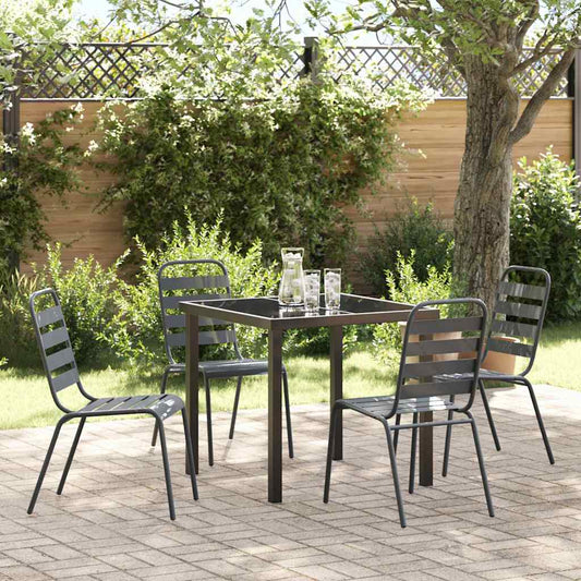 Set da Pranzo per Giardino 5 pcs Grigio scuro Acciaio - homemem39