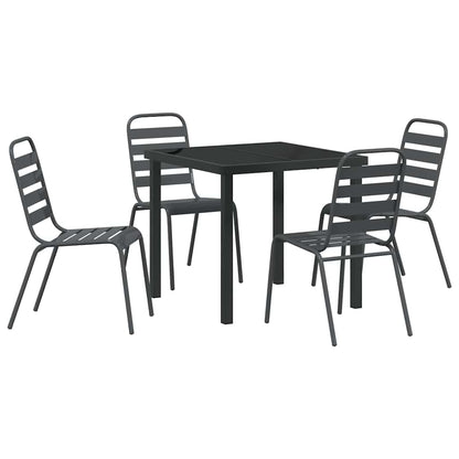 Set da Pranzo per Giardino 5 pcs Grigio scuro Acciaio - homemem39