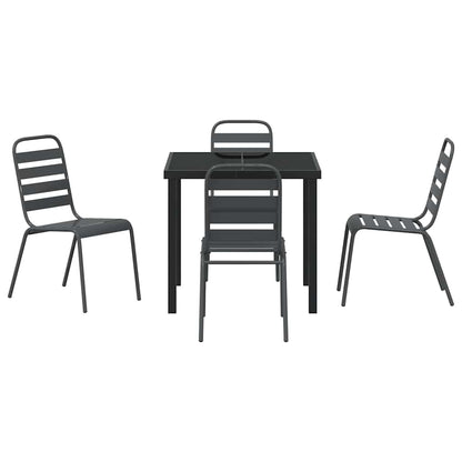 Set da Pranzo per Giardino 5 pcs Grigio scuro Acciaio - homemem39