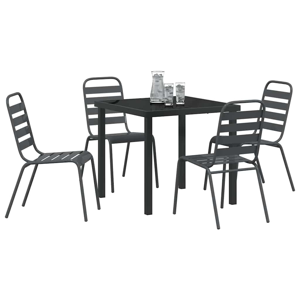 Set da Pranzo per Giardino 5 pcs Grigio scuro Acciaio - homemem39