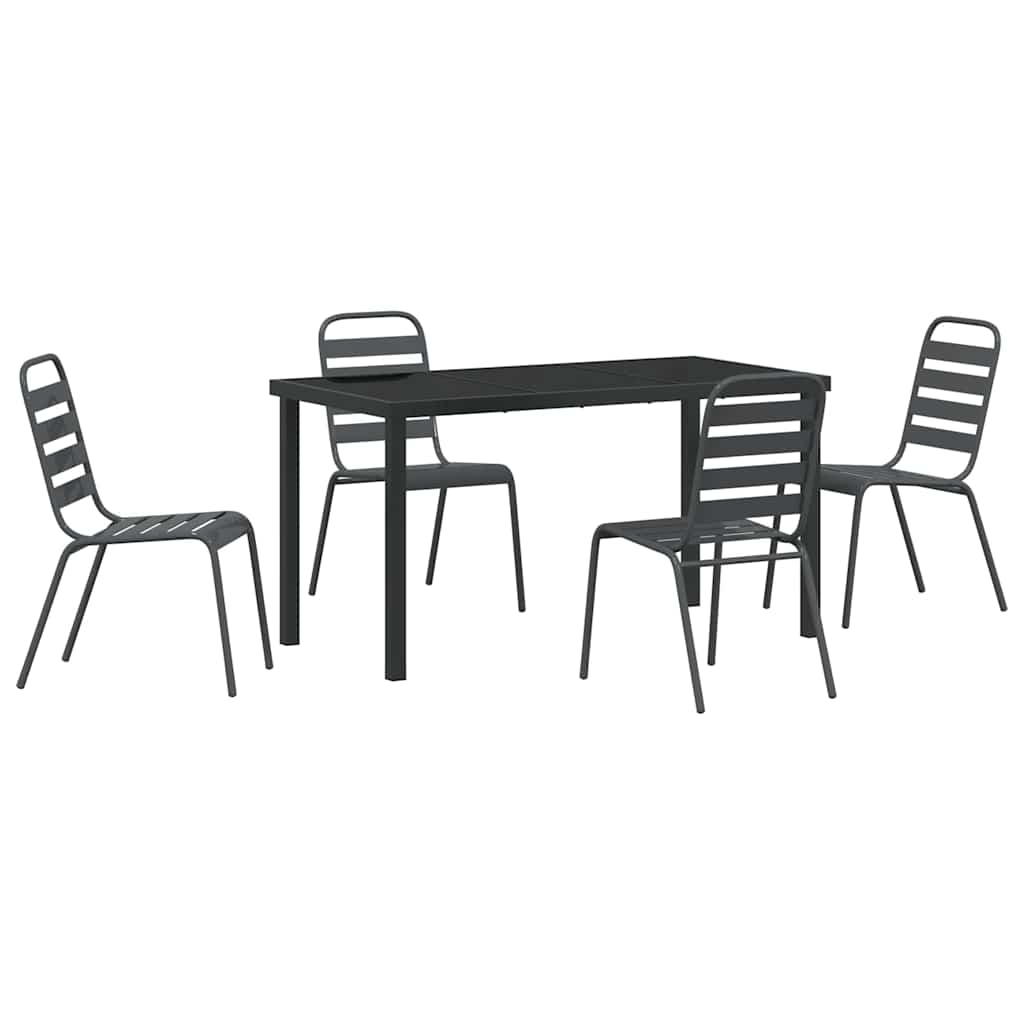Set da Pranzo per Giardino 5 pcs Grigio scuro Acciaio - homemem39