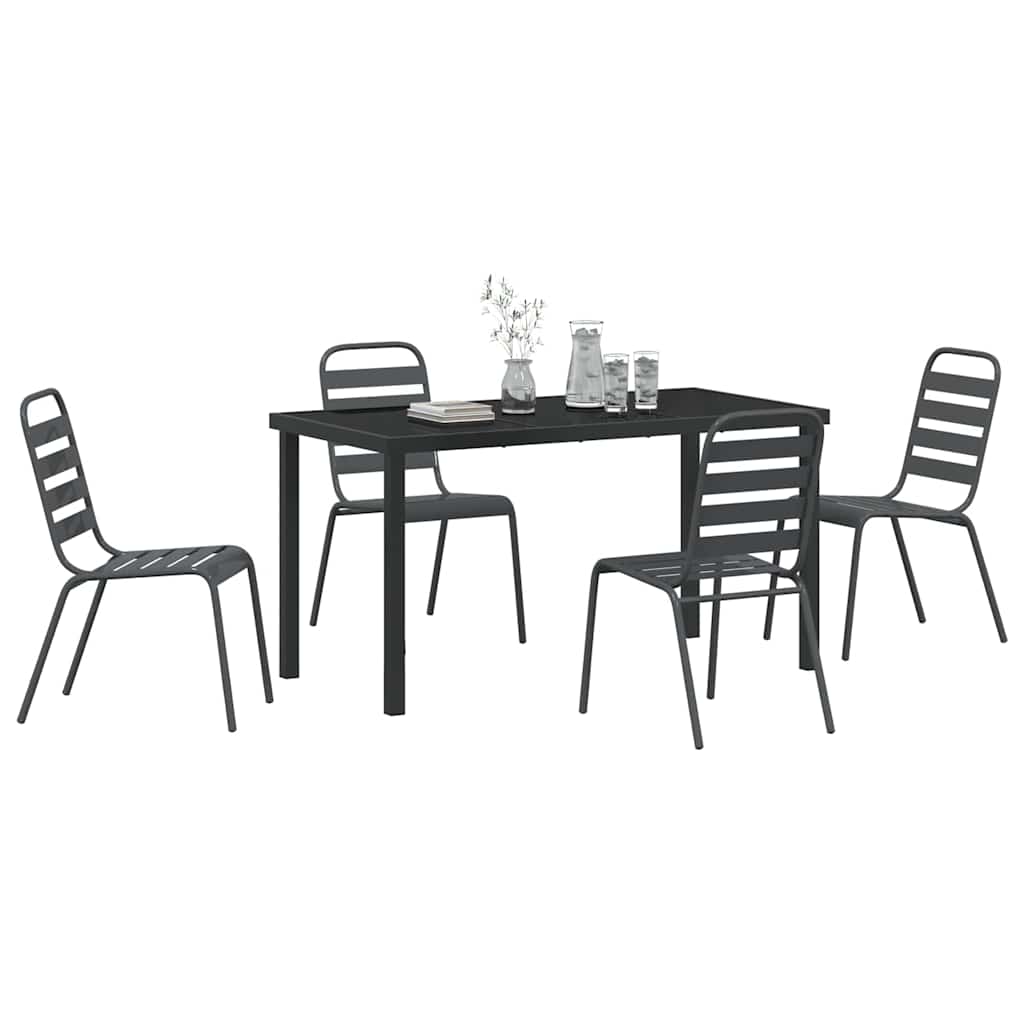 Set da Pranzo per Giardino 5 pcs Grigio scuro Acciaio - homemem39