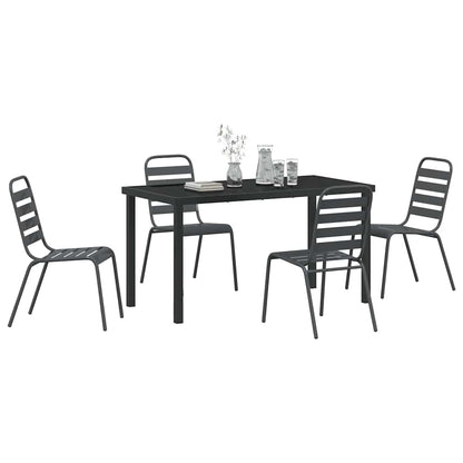 Set da Pranzo per Giardino 5 pcs Grigio scuro Acciaio - homemem39