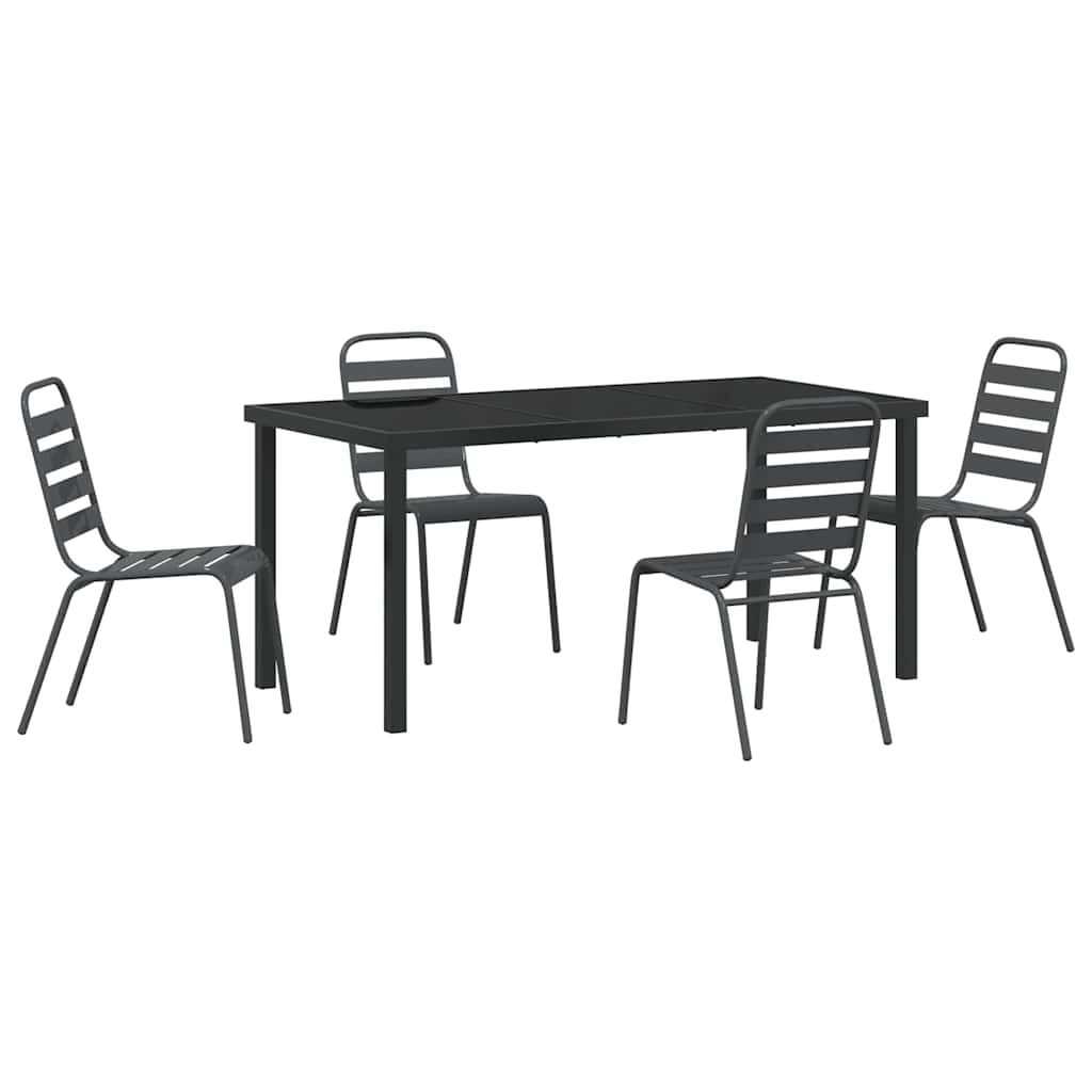 Set da Pranzo per Giardino 5 pcs Grigio scuro Acciaio - homemem39