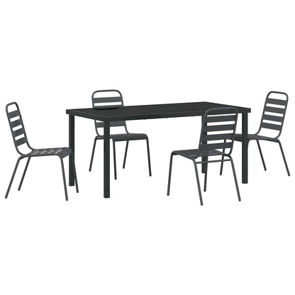 Set da Pranzo per Giardino 5 pcs Grigio scuro Acciaio - homemem39