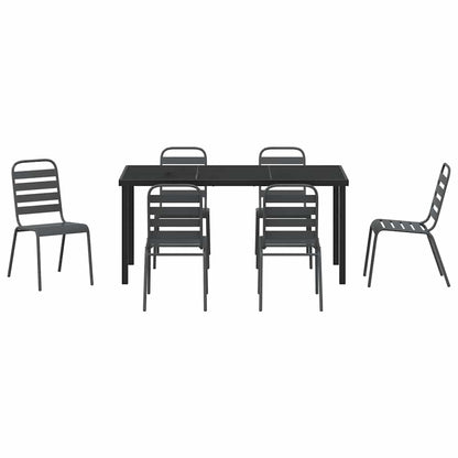 Set da Pranzo per Giardino 7 pcs Grigio scuro Acciaio - homemem39