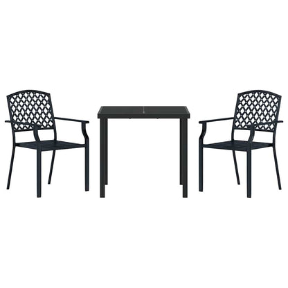 Set da Pranzo per Giardino 3 pcs Antracite Acciaio - homemem39