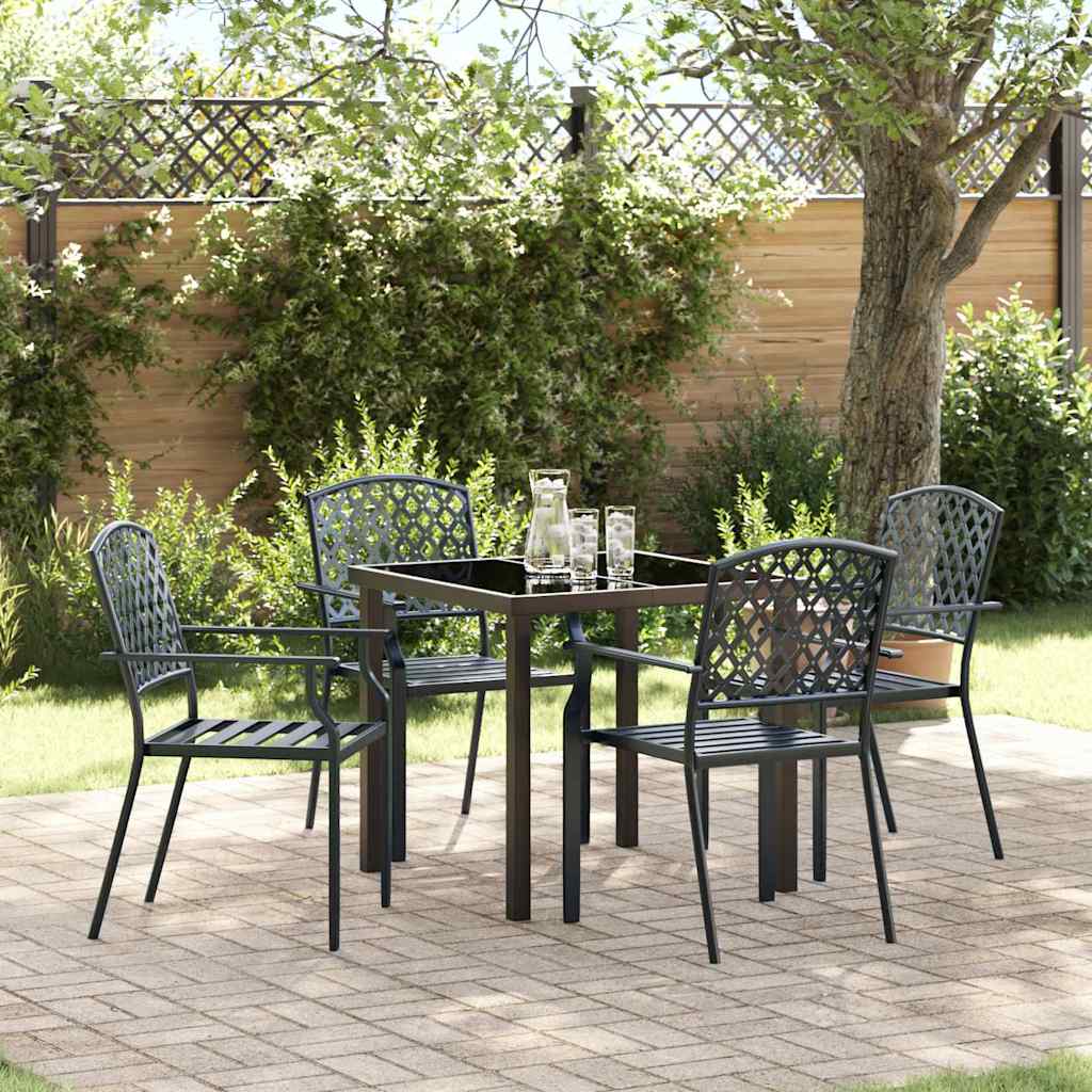 Set da Pranzo per Giardino 5 pcs Antracite Acciaio - homemem39