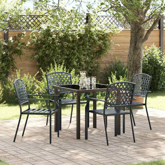 Set da Pranzo per Giardino 5 pcs Antracite Acciaio - homemem39