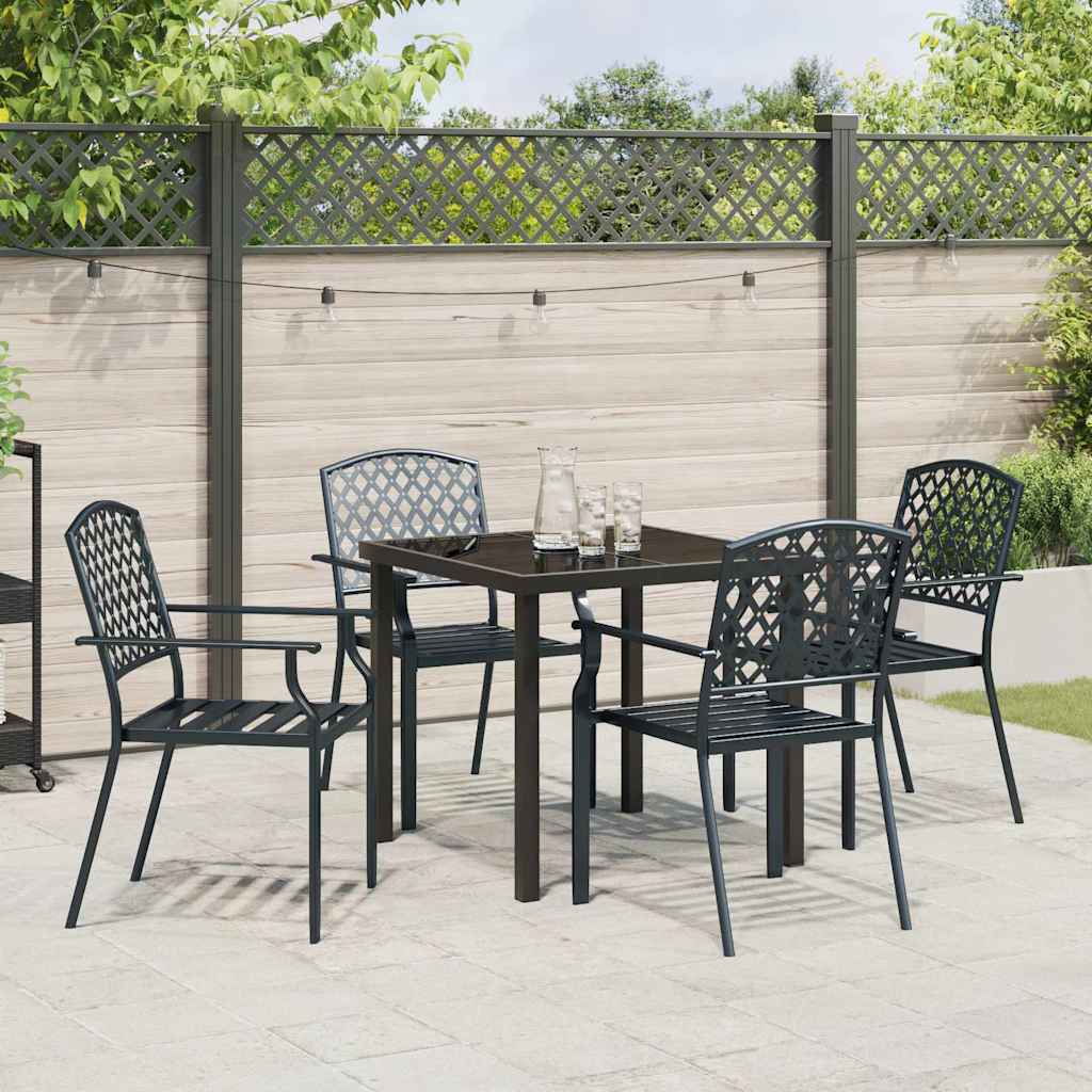 Set da Pranzo per Giardino 5 pcs Antracite Acciaio - homemem39