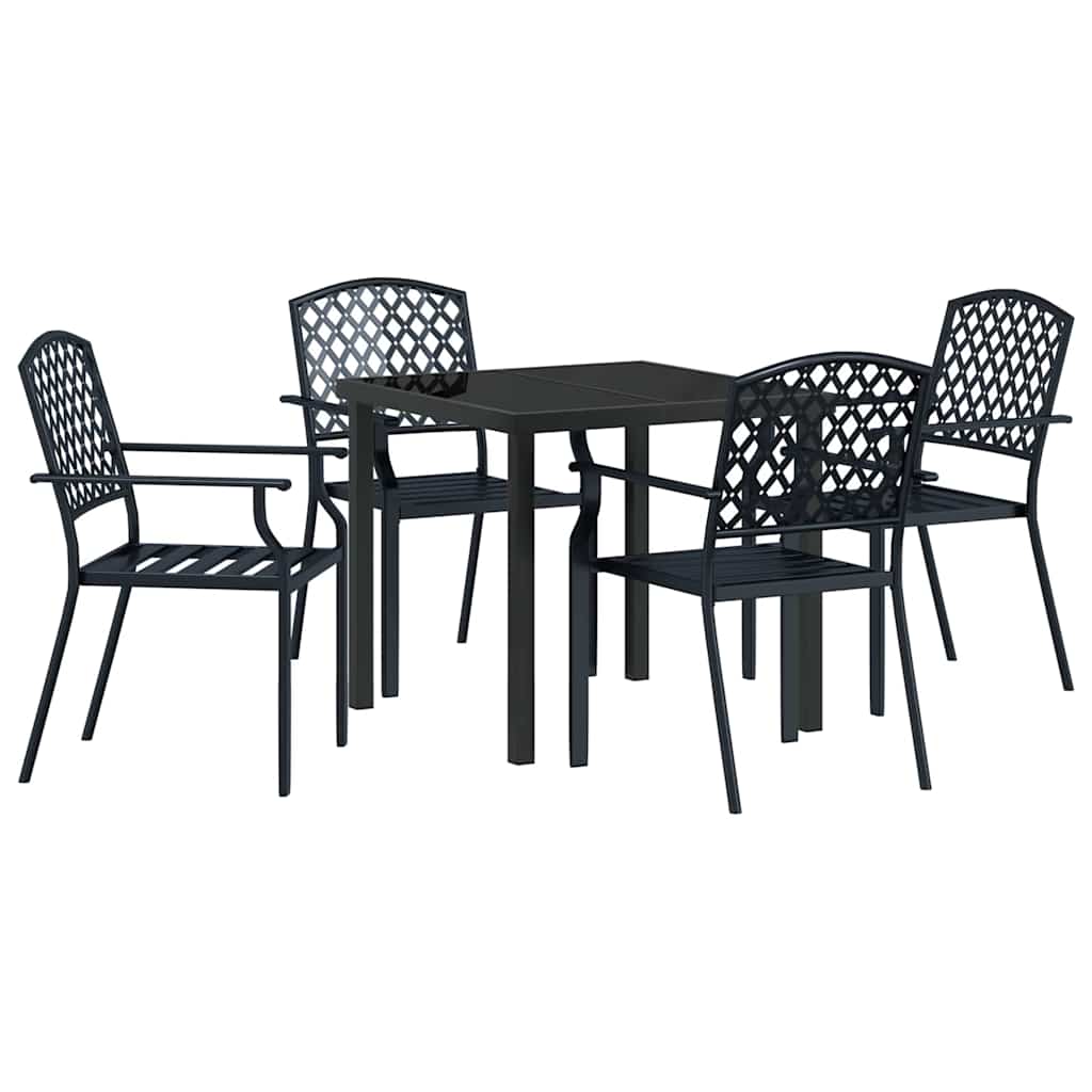 Set da Pranzo per Giardino 5 pcs Antracite Acciaio - homemem39