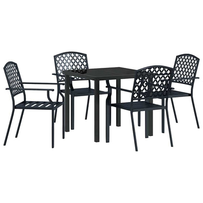Set da Pranzo per Giardino 5 pcs Antracite Acciaio - homemem39