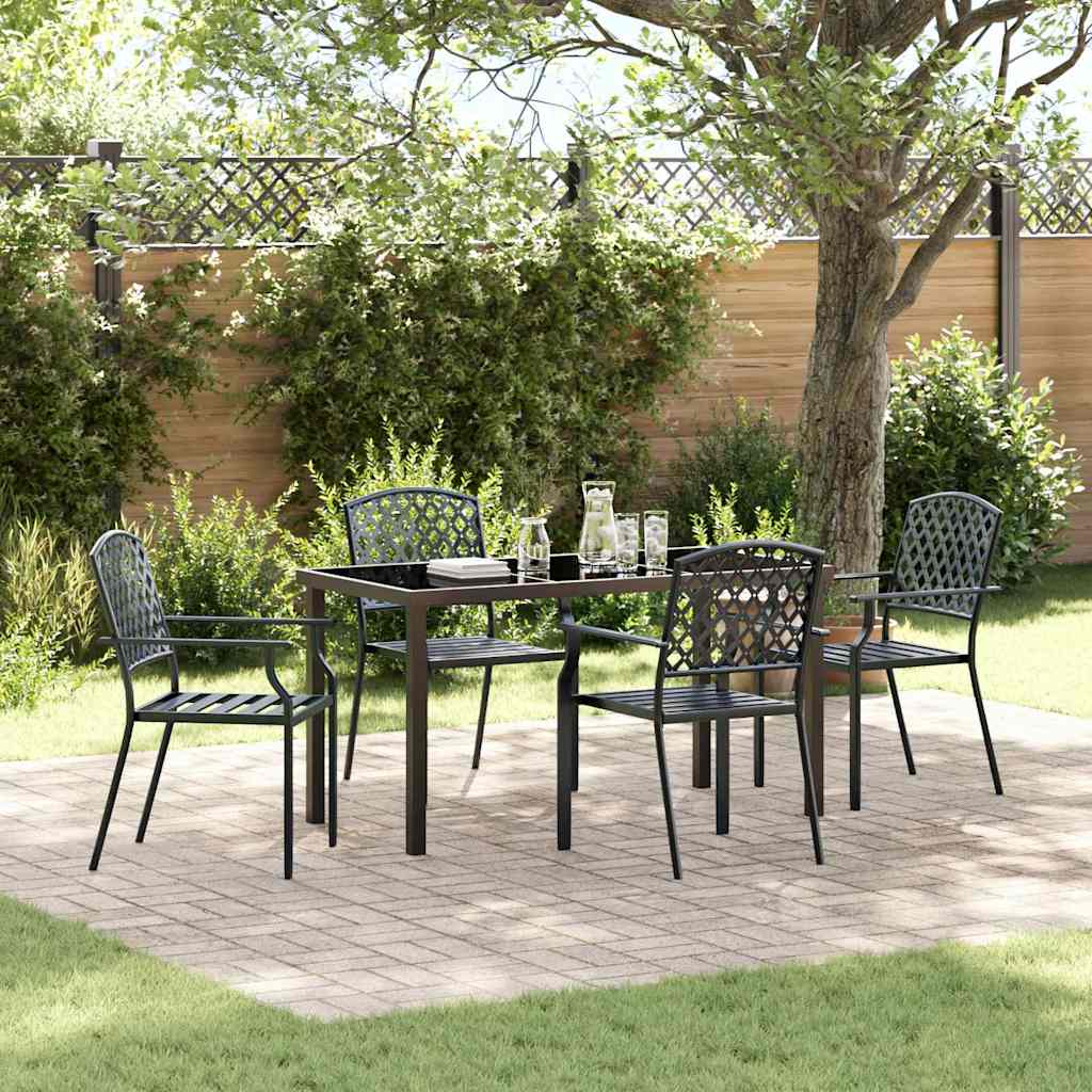 Set da Pranzo per Giardino 5 pcs Antracite Acciaio - homemem39