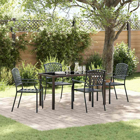 Set da Pranzo per Giardino 5 pcs Antracite Acciaio - homemem39