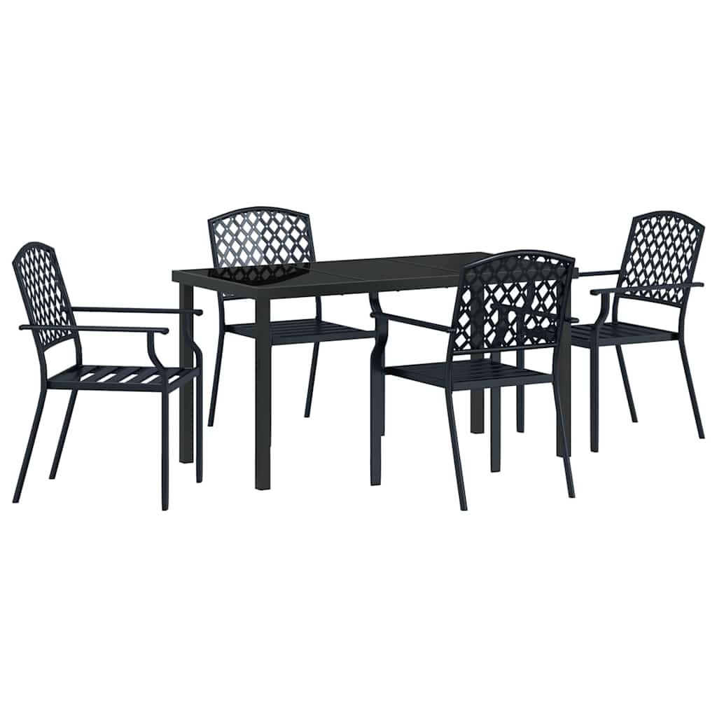 Set da Pranzo per Giardino 5 pcs Antracite Acciaio - homemem39