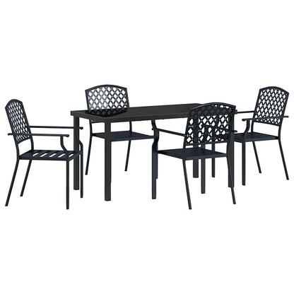 Set da Pranzo per Giardino 5 pcs Antracite Acciaio - homemem39