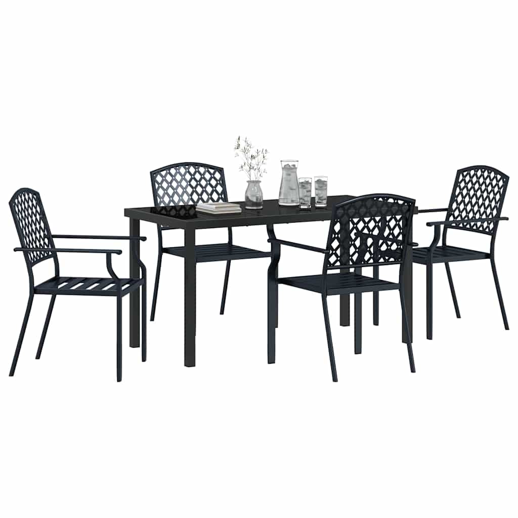 Set da Pranzo per Giardino 5 pcs Antracite Acciaio - homemem39