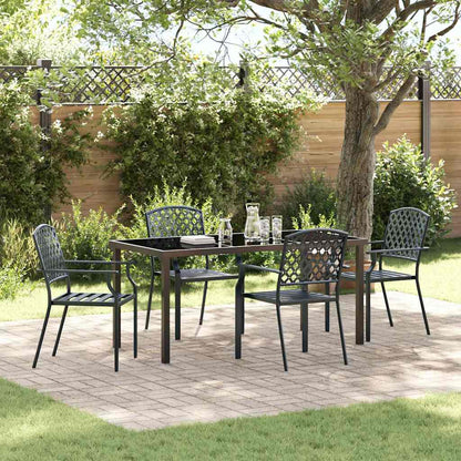 Set da Pranzo per Giardino 5 pcs Antracite Acciaio - homemem39