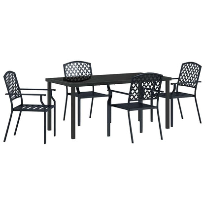 Set da Pranzo per Giardino 5 pcs Antracite Acciaio - homemem39