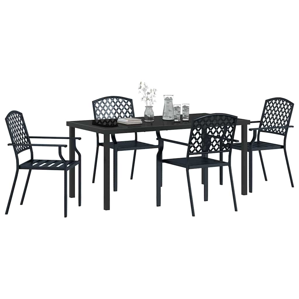 Set da Pranzo per Giardino 5 pcs Antracite Acciaio - homemem39