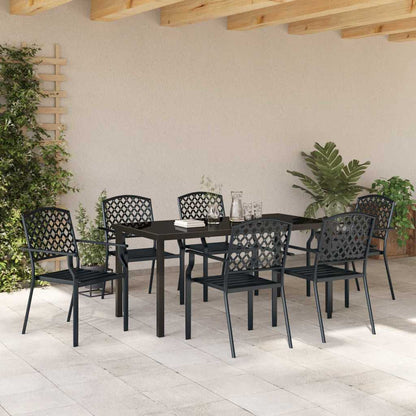 Set da Pranzo per Giardino 7 pcs Antracite Acciaio - homemem39