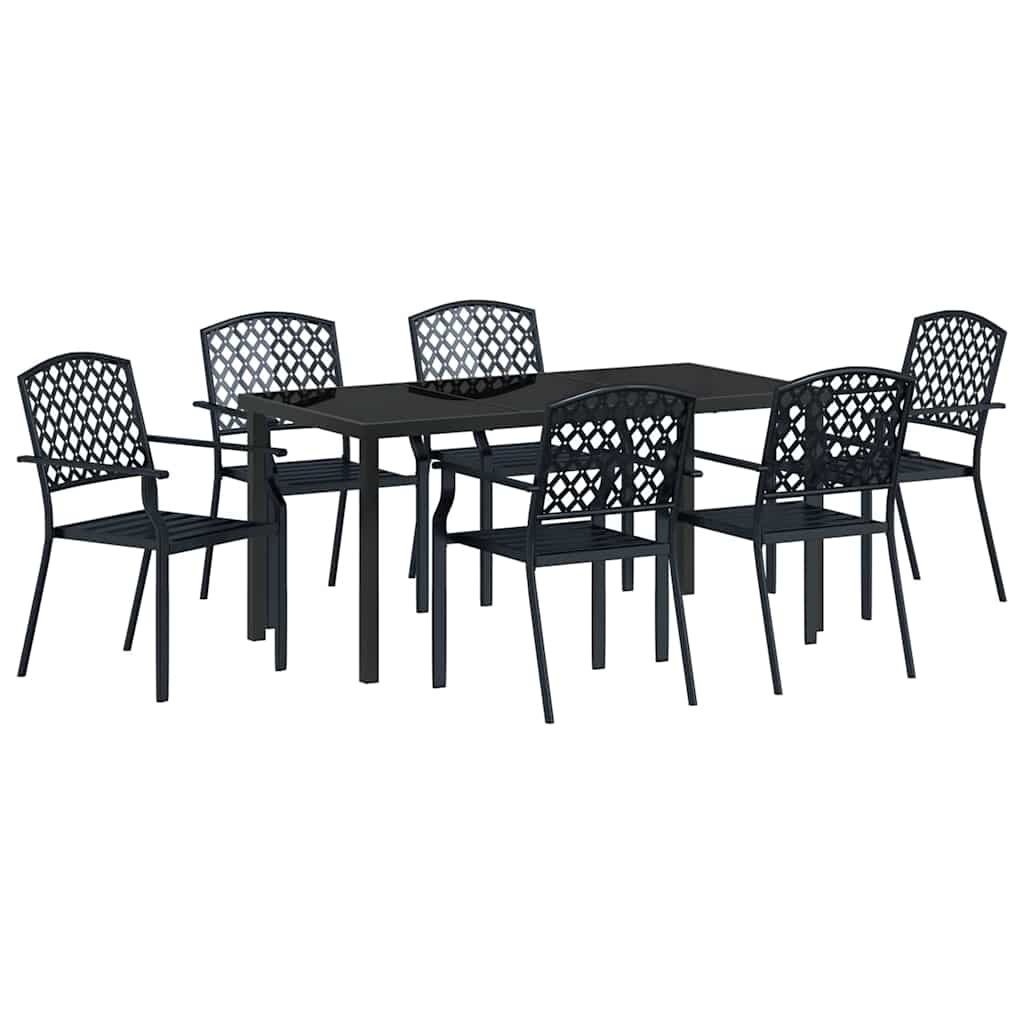 Set da Pranzo per Giardino 7 pcs Antracite Acciaio - homemem39