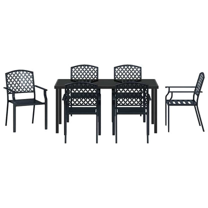 Set da Pranzo per Giardino 7 pcs Antracite Acciaio - homemem39