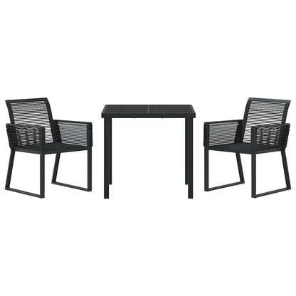 Set da Pranzo per Giardino 3 pcs Nero Poly Rattan - homemem39