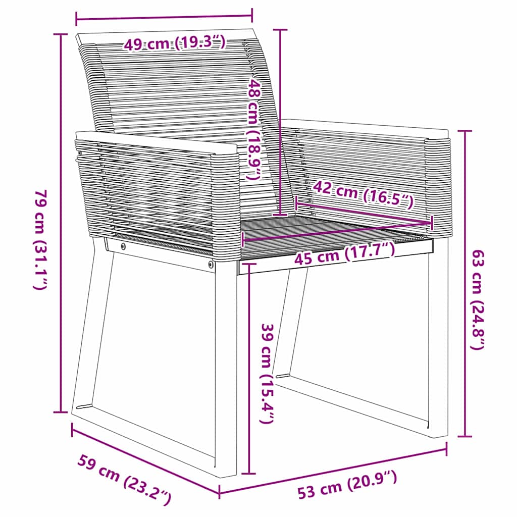 Set da Pranzo per Giardino 3 pcs Nero Poly Rattan - homemem39