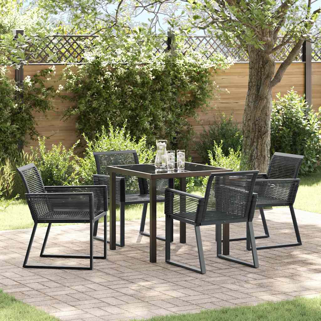 Set da Pranzo per Giardino 5 pcs Nero Poly Rattan - homemem39