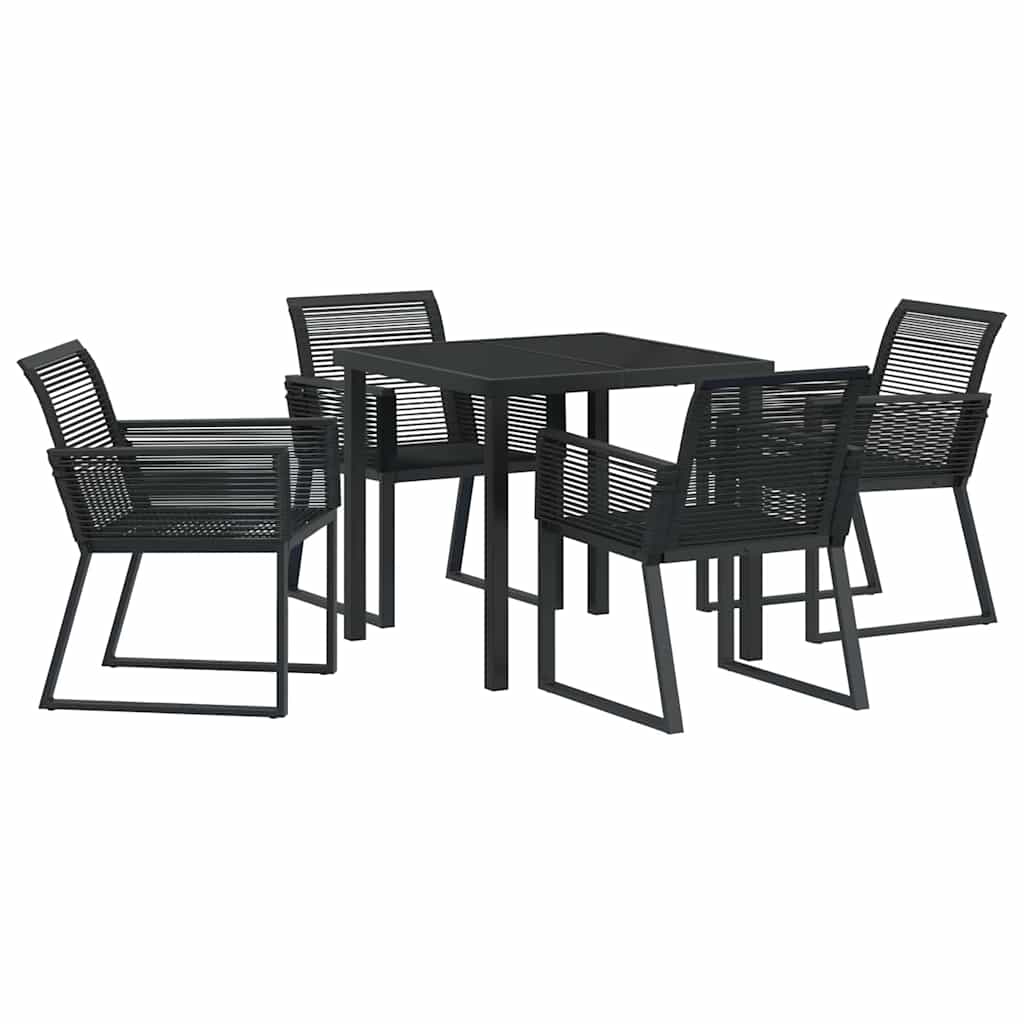 Set da Pranzo per Giardino 5 pcs Nero Poly Rattan - homemem39