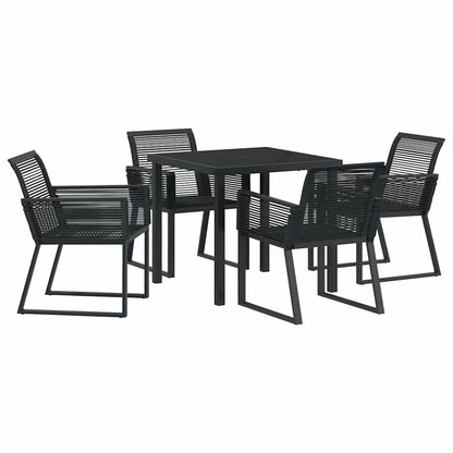 Set da Pranzo per Giardino 5 pcs Nero Poly Rattan - homemem39