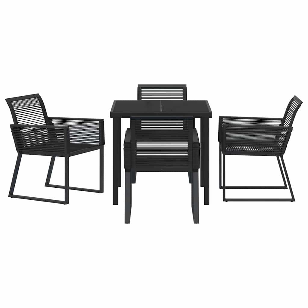 Set da Pranzo per Giardino 5 pcs Nero Poly Rattan - homemem39