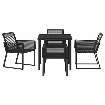Set da Pranzo per Giardino 5 pcs Nero Poly Rattan - homemem39
