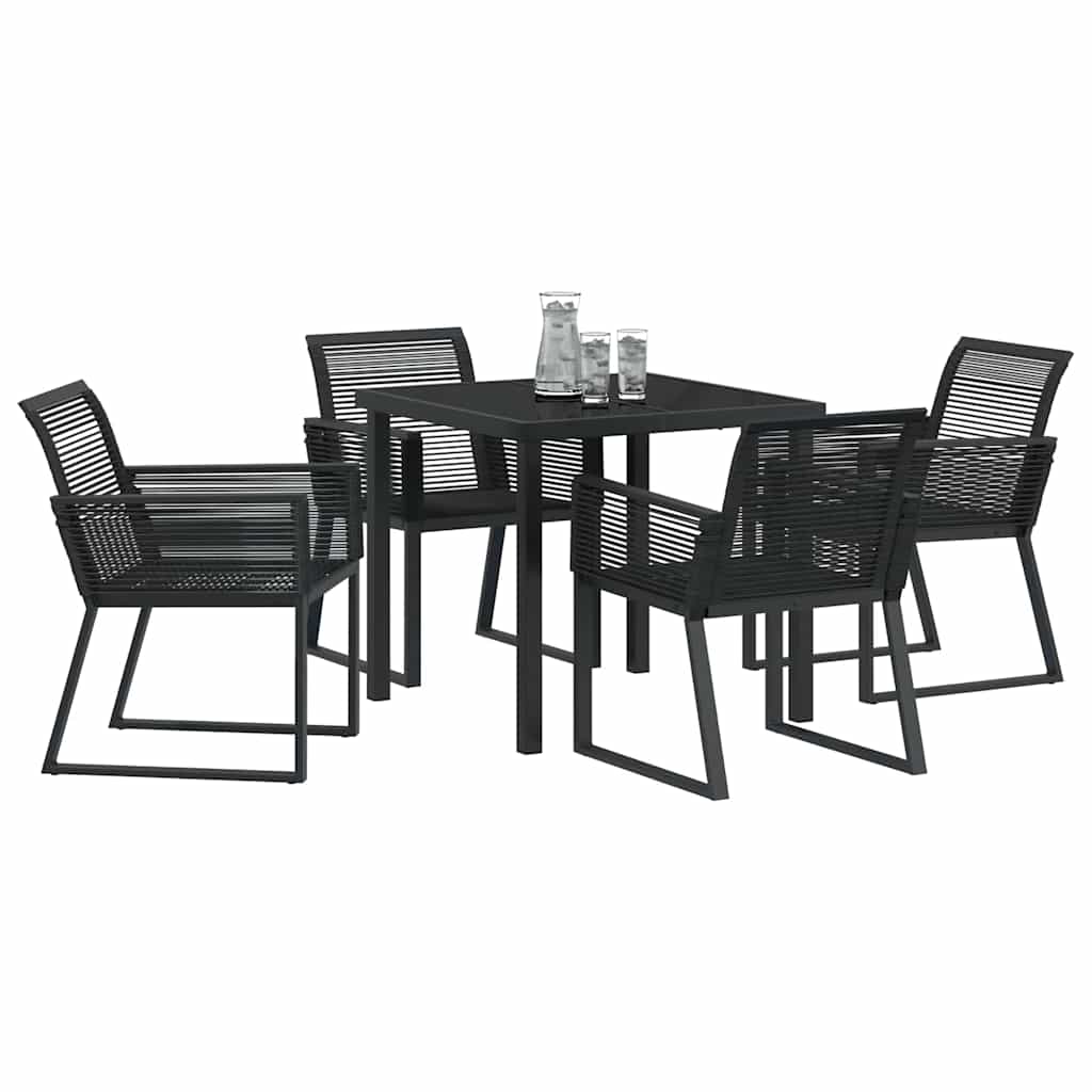 Set da Pranzo per Giardino 5 pcs Nero Poly Rattan - homemem39