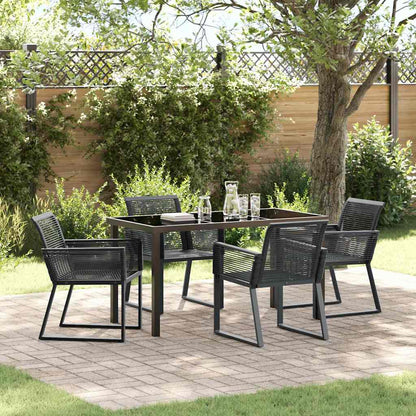 Set da Pranzo per Giardino 5 pcs Nero Poly Rattan - homemem39