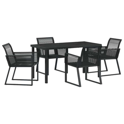 Set da Pranzo per Giardino 5 pcs Nero Poly Rattan - homemem39