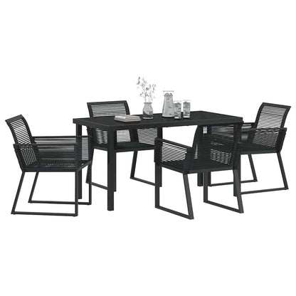 Set da Pranzo per Giardino 5 pcs Nero Poly Rattan - homemem39